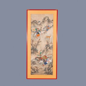 Chinese school, ink and color on paper: 'Five hunting scenes', 19th C. — 照片 11