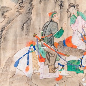 Chinese school, ink and color on paper: 'Five hunting scenes', 19th C. — 照片 16