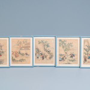 Chinese school, ink and color on paper: Five scenes with boys, 18/19th C. — photo 2