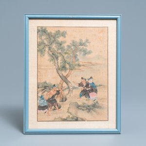 Chinese school, ink and color on paper: Five scenes with boys, 18/19th C. — photo 4