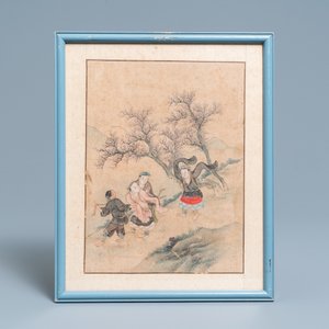Chinese school, ink and color on paper: Five scenes with boys, 18/19th C. — photo 7