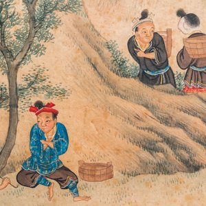 Chinese school, ink and color on paper: Five scenes with boys, 18/19th C. — photo 9