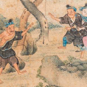 Chinese school, ink and color on paper: Five scenes with boys, 18/19th C. — photo 10