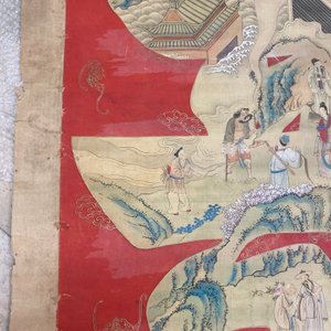 Chinese school, ink and color on paper: 'Shou painting with immortals', 19th C. — 照片 12