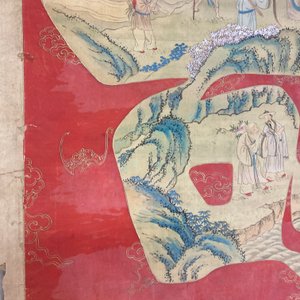 Chinese school, ink and color on paper: 'Shou painting with immortals', 19th C. — 照片 13