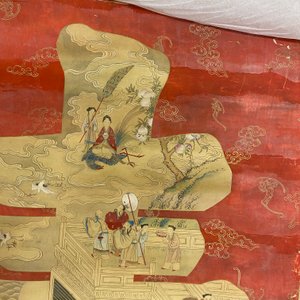 Chinese school, ink and color on paper: 'Shou painting with immortals', 19th C. — 照片 22