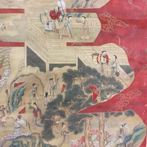 Chinese school, ink and color on paper: 'Shou painting with immortals', 19th C. — 照片 24