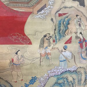 Chinese school, ink and color on paper: 'Shou painting with immortals', 19th C. — 照片 32