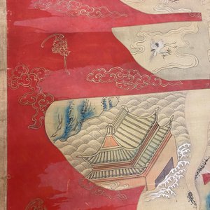 Chinese school, ink and color on paper: 'Shou painting with immortals', 19th C. — 照片 10