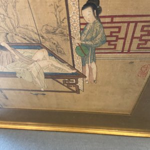 Chinese school, ink and color on silk: Eight erotic and romantic scenes, 18/19th C. — photo 21