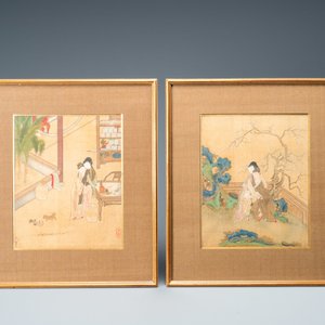 Chinese school, ink and color on silk: Eight erotic and romantic scenes, 18/19th C. — photo 5