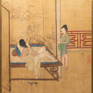 Chinese school, ink and color on silk: Eight erotic and romantic scenes, 18/19th C. — photo 8