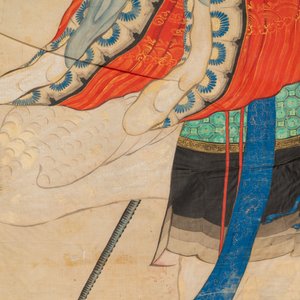 Chinese school, ink and color on silk: 'Magu with a crane', 18/19th C. — 照片 5