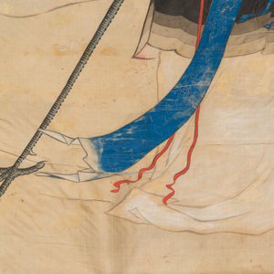 Chinese school, ink and color on silk: 'Magu with a crane', 18/19th C. — 照片 6