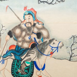 Chinese school, ink and colour on paper, 19/20th C.: 'Two equestrian hunting scenes' — photo 3