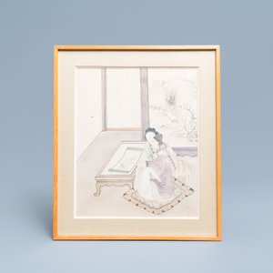 Chinese school, ink and colour on paper, 19th C.: 'Erotical scene' — photo 2