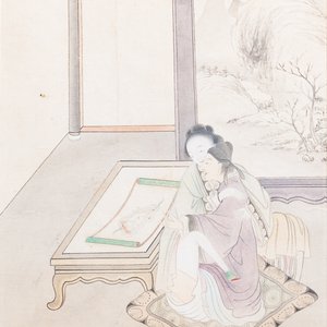 Chinese school, ink and colour on paper, 19th C.: 'Erotical scene' — photo 3