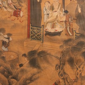 Chinese school, ink and colour on paper, 19th C.: 'The king of hell' — 照片 1