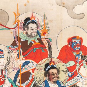 Chinese school, ink and colour on paper, Qing: 'Gods in heaven' — 照片 3