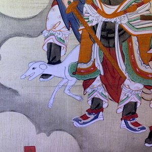Chinese school, ink and colour on paper, Qing: 'Warriors and deities in heaven' — 照片 19