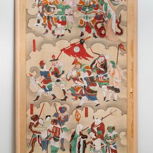Chinese school, ink and colour on paper, Qing: 'Warriors and deities in heaven' — 照片 2