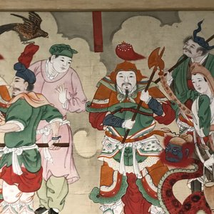 Chinese school, ink and colour on paper, Qing: 'Warriors and deities in heaven' — 照片 7