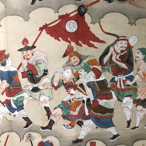 Chinese school, ink and colour on paper, Qing: 'Warriors and deities in heaven' — 照片 9
