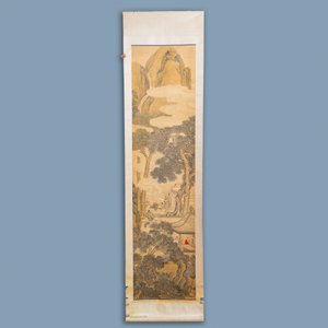 Chinese school, ink and colour on silk, 18/19th C.: 'Scholars and their servants' — photo 2