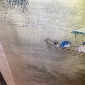 Chinese school, ink and colour on silk, 18/19th C.: 'Tea party on the water' — 照片 30