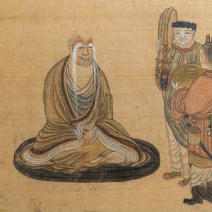 Chinese school, ink and colour on silk, 19/20th C.: 'Immortals and their servants' — photo 3