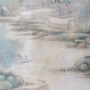 Chinese school, ink and colour on silk, 20th C.: 'Three landscape views' — photo 22