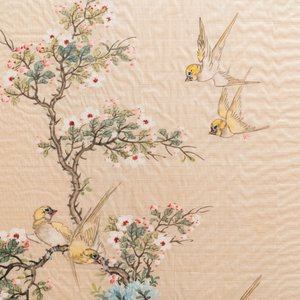 Chinese school, ink and colour on textile, 19/20th C.: 'Birds and ducks near blossoming branches' — 照片 5