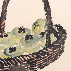 Chinese school, ink and watercolour on paper, 20th C.: 'Lychees and a fruit basket' — 照片 4