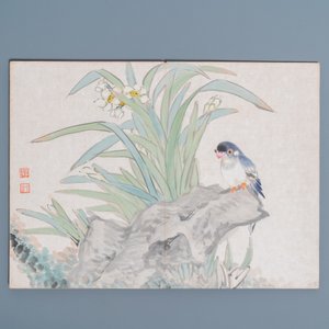 Chinese school, inkt en kleur op papier: album met elf vogels en een eekhoorn, 19/20e eeuw — foto 11