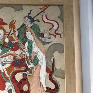 Chinese school, inkt en kleur op papier, Qing: 'Krijgers en goden in de hemel' — foto 8