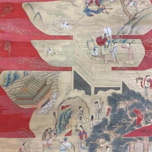 Chinese school, inkt en kleur op papier: 'Shou karakter met onsterfelijken', 19e eeuw — foto 20