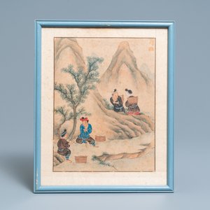 Chinese school, inkt en kleur op papier: Vijf scènes met jongens, 18/19e eeuw — foto 5