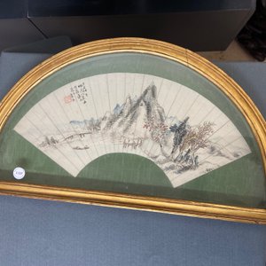 Chinese school, inkt en kleur op papier voor een waaier: 'Bergachtig landschap', 19/20e eeuw — foto 6