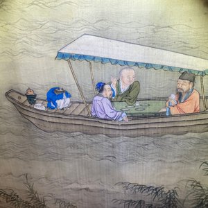 Chinese school, inkt en kleur op zijde, 18/19e eeuw: 'Theekransje op het water' — foto 31