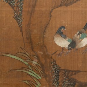 Chinese school, inkt en kleur op zijde, 18/19e eeuw: 'Vier vogels bij rotsen' — foto 3