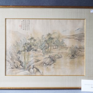 Chinese school, inkt en kleur op zijde, 20e eeuw: 'Drie landschappen' — foto 16