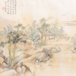 Chinese school, inkt en kleur op zijde, 20e eeuw: 'Drie landschappen' — foto 3