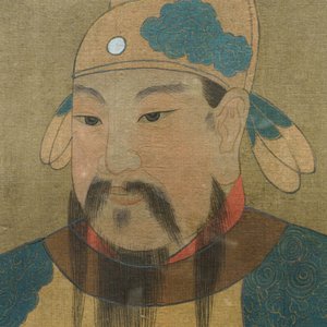 Chinese school, inkt en kleur op zijde, Qing: Drie portretten van historische keizers — foto 5