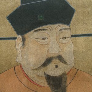 Chinese school, inkt en kleur op zijde, Qing: Drie portretten van historische keizers — foto 9