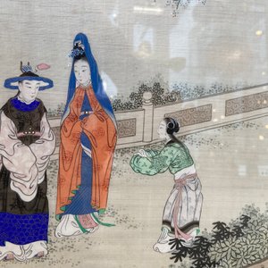 Chinese school, inkt en kleur op zijde: 'Twee scènes met dames bij een rivier', 19e eeuw — foto 14