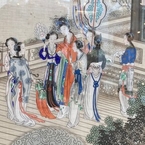 Chinese school, inkt en kleur op zijde: 'Twee scènes met dames bij een rivier', 19e eeuw — foto 19
