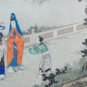 Chinese school, inkt en kleur op zijde: 'Twee scènes met dames bij een rivier', 19e eeuw — foto 5
