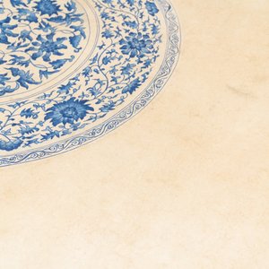 Chinese school, kleur op papier, 19e eeuw: 'Een blauw-witte porseleinen Yuan schotel' — foto 16