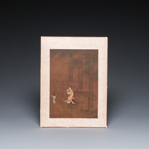 Chinese School: 'Lady and servant', ink and colour on silk, Ming — 照片 2