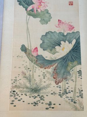 Chinese school: 'Lotus', ink and colour on paper, Cixi seal mark, 19/20th C. — foto 2